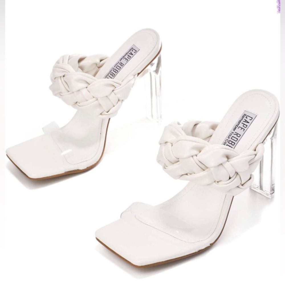 Cape Robbin Zimmer Chunky Block High Heels for Women, Transparent Booties Sz 7